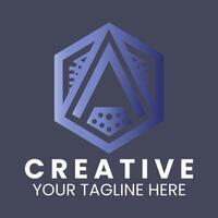 a hexagon logo with the words creative your name here vector