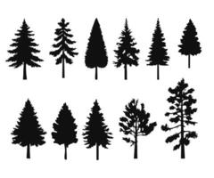 Silhouette pines trees collections. vector