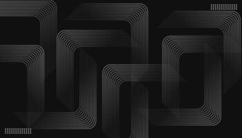 Abstract futuristic background with gray glowing rectangle blend lines on black background. Design vector