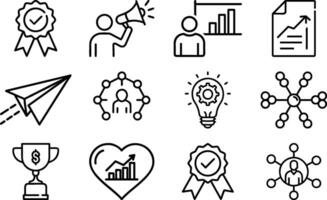 Office Modern Editable Thin Line Style Icons Set Of Work Supplies, Gadgets, Folders, Documents And Graphics Pictograms And Infographics For Mobile Apps vector