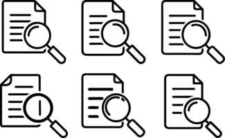 Document With Magnifying Glass Icons Set Clipart Illustration On White Background vector