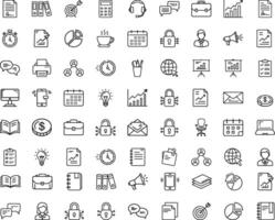 Modern Editable Thin Line Style Icons Set Of Office Work Supplies, Gadgets, Folders, Documents And Graphics Pictograms And Infographics For Mobile Apps vector