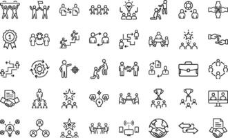Modern Thin Line Style Corporate Management Editable Icons Set Of Success And Growth Such As Professional, And Financial Growth, Progress, Career Illustration On Isolated White Background. vector