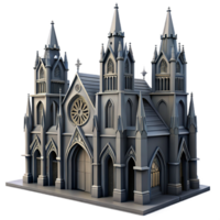 elegant rustic Gothic Cathedral 3D Model Render professional png