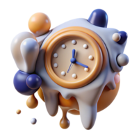 beautiful artistic Melting Clock 3D Render 4K png