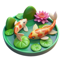 dramatic artistic 3D Koi Pond Illustration high resolution png