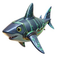 elegant rustic Cyber Shark 3D Render high resolution png