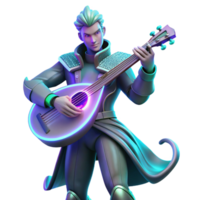 impressive artistic 3D Render Musician Playing Lute authentic png