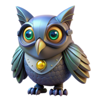 beautiful rustic 3D Render of a Robotic Owl professional png