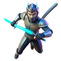 serene minimalist 3D Render Ninja Warrior Illustration high resolution png