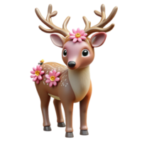 elegant abstract Adorable 3D Deer Illustration with Flowers authentic png