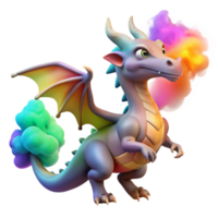 impressive modern Rainbow Dragon 3D Render original png