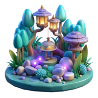 vibrant rustic Enchanted 3D Forest Scene original png