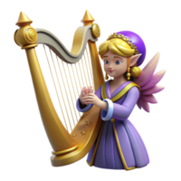 wonderful abstract Angelic Harp Player 3D Render exclusive png