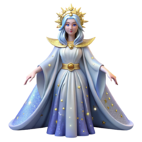beautiful contemporary Celestial Goddess 3D Render original png