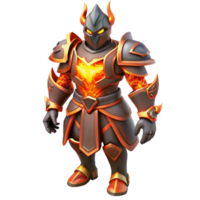 beautiful minimalist Fiery Knight 3D Render detailed png