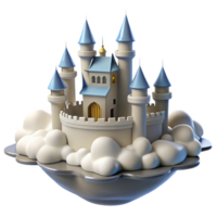 elegant minimalist Fairytale Castle 3D Render authentic png