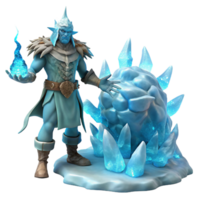 dramatic rustic Ice Mage 3D Render genuine png
