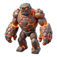 elegant rustic Lava Golem 3D Render exclusive png