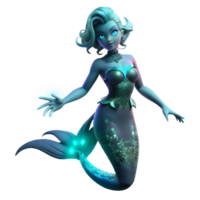 serene traditional Glowing Mermaid 3D Render genuine png