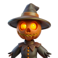 elegant artistic 3D Halloween Pumpkin Scarecrow Illustration high resolution png
