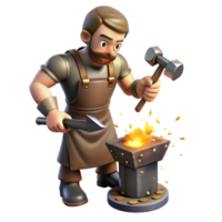 maravilloso minimalista herrero 3d ilustración elaboración metal auténtico png