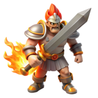 stunning vintage Fiery Gladiator 3D Render exclusive png