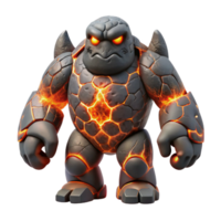 magnificent contemporary Lava Golem 3D Render detailed png