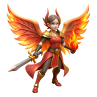 stunning abstract Fiery Winged Warrior 3D Render authentic png