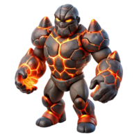 wonderful rustic Lava Golem 3D Render original png