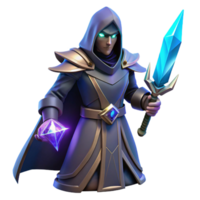 elegant artistic Fantasy Wizard 3D Render 4K png