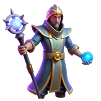 wonderful traditional Wizard 3D Render, Fantasy Mage authentic png