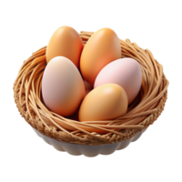 vibrant traditional 3D Render of Eggs in a Nest high resolution png