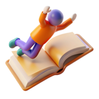 serene artistic 3D Illustration Joyful Dive into Book Pages authentic png