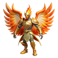 vibrant creative Fiery Winged Warrior 3D Render premium png