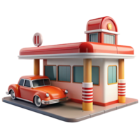 magnificent rustic Retro Diner 3D Render Classic Car authentic png