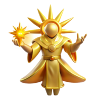 magnificent artistic Golden Celestial Being 3D Render high quality png