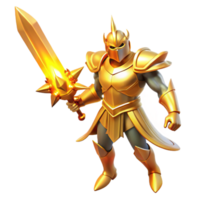 extraordinary traditional Golden Knight 3D Illustration high resolution png