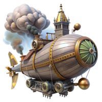 beautiful creative Steampunk Airship 3D Illustration authentic png