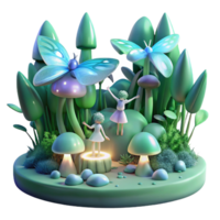 serene abstract Enchanted 3D Forest Scene with Fairies 4K png