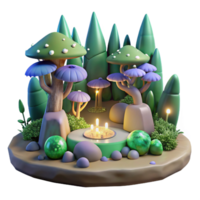 elegant minimalist Enchanted 3D Forest Illustration high quality png