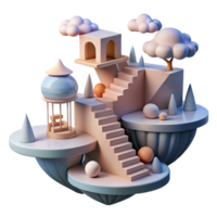 magnificent creative 3D Render Floating Island Scene 4K png