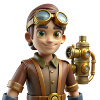 3D Cartoon Boy Inventor png