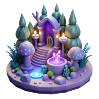 wonderful rustic Enchanted 3D Forest Shrine Illustration high quality png