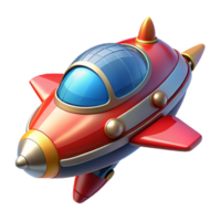 magnificent artistic Red Cartoon Spaceship 3D Render high resolution png