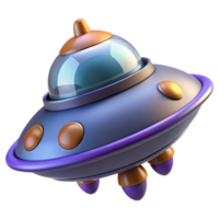 wonderful rustic Cartoon UFO 3D Render authentic png