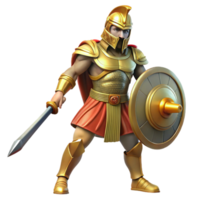 magnificent rustic 3D Illustration Golden Gladiator Warrior original png