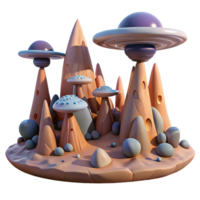 Whimsical 3D Render of Fantasy Landscape png