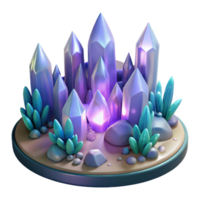 vibrant minimalist Glowing Crystal Cluster 3D Render genuine png