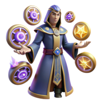 extraordinary abstract 3D Render Young Wizard with Magic original png